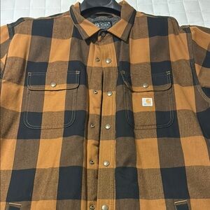 Carhartt Men's Brown and Black Plaid Jacket